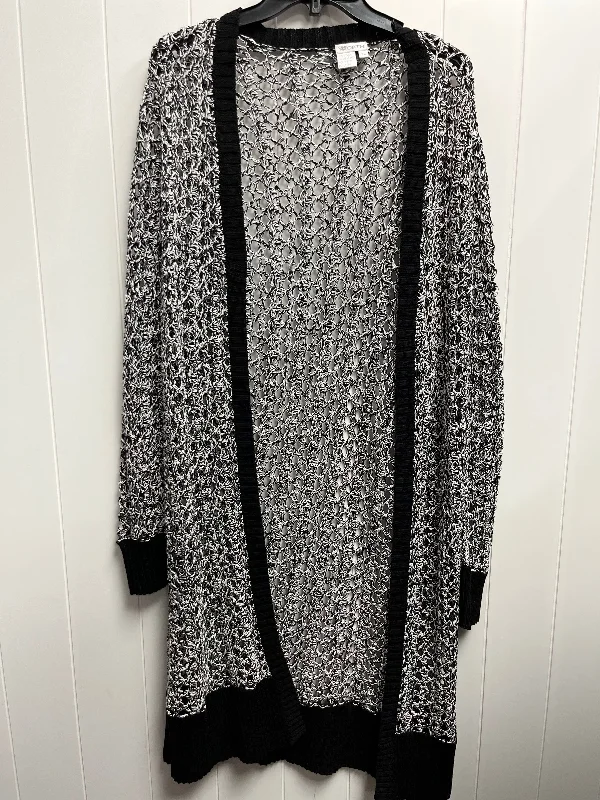 Women's U-Shaped Collar SweatersSweater Cardigan By Worth Ny In Black White, Size: Xl