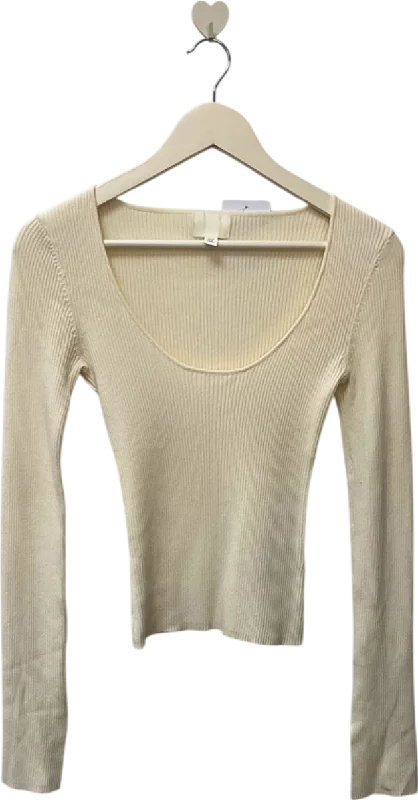 Women's Shawl Collar SweatersH&M Cream Ribbed Knit Top UK XS