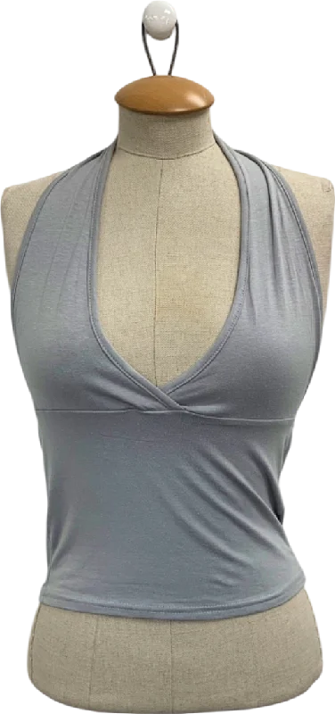 Women's Shirt Collar SweatersPrettyLittleThing Grey Modal Cotton Wrap Bust Halter Top UK 8