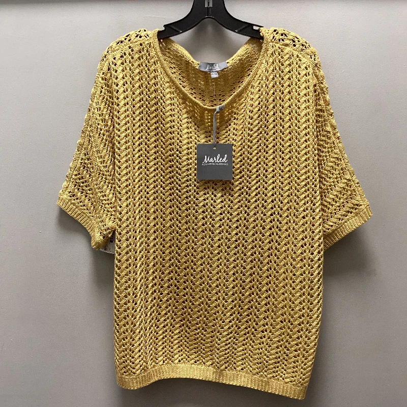 Women's Belarusian Wool SweatersSweater Short Sleeve By Marled In Yellow, Size: L