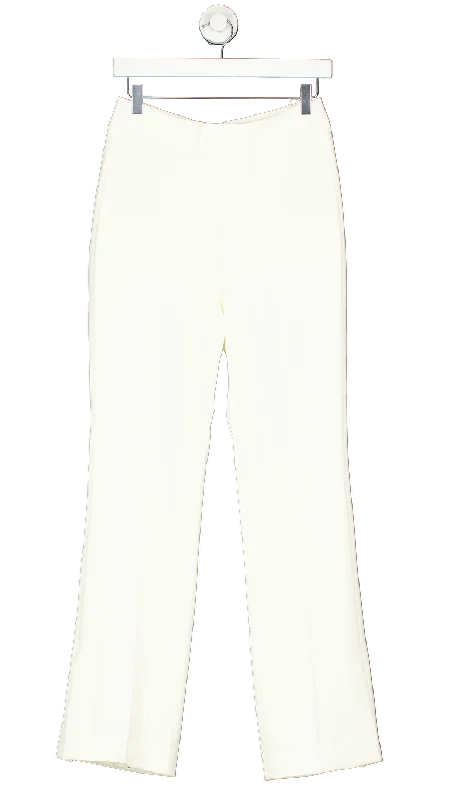 Women's Bosnian Wool SweatersTie For Her Cream Creamy White Mid Waisted Slightly Flared Trousers UK M