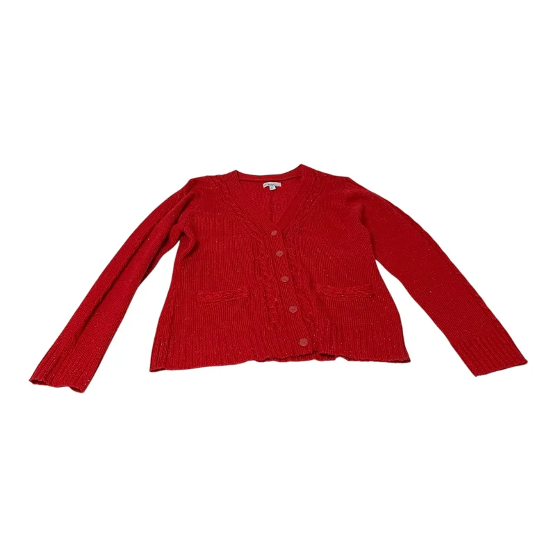 Women's High Collar SweatersSweater Cardigan By Kim Rogers In Red, Size: Petite Large