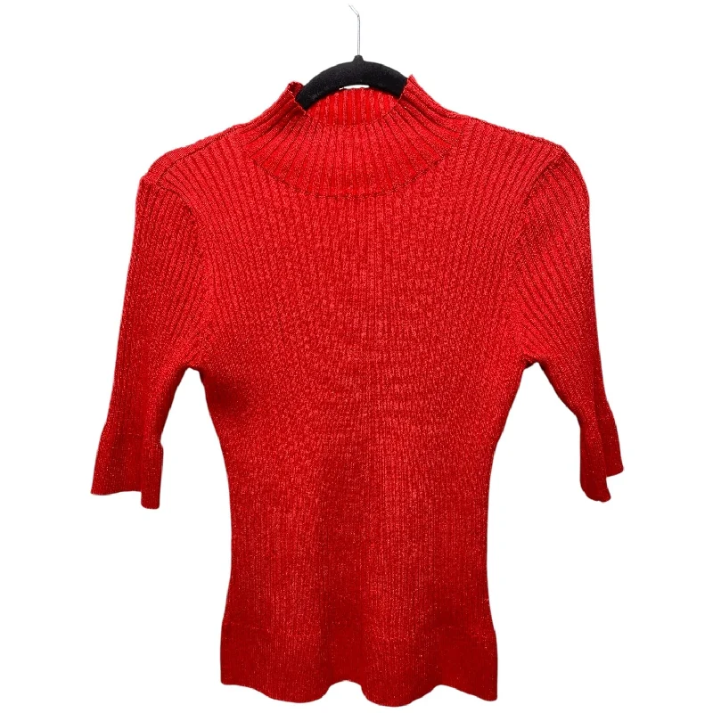 Women's Collarless Design SweatersSweater Short Sleeve By Dkny In Red, Size: S