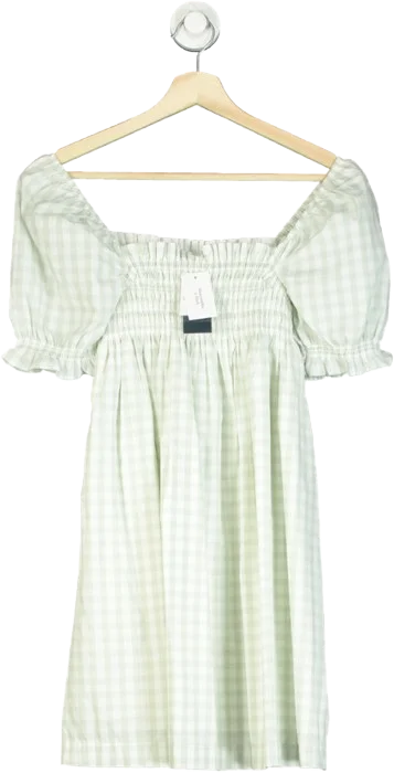 Women's Low Collar SweatersAbercrombie & Fitch Green Gingham Puff-sleeve Mini A-line Dress UK XXS