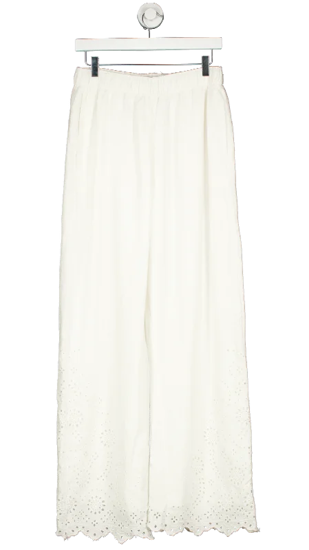 Women's U-Shaped Collar SweatersAbercrombie & Fitch White Linen-blend Pull-on Pant UK M