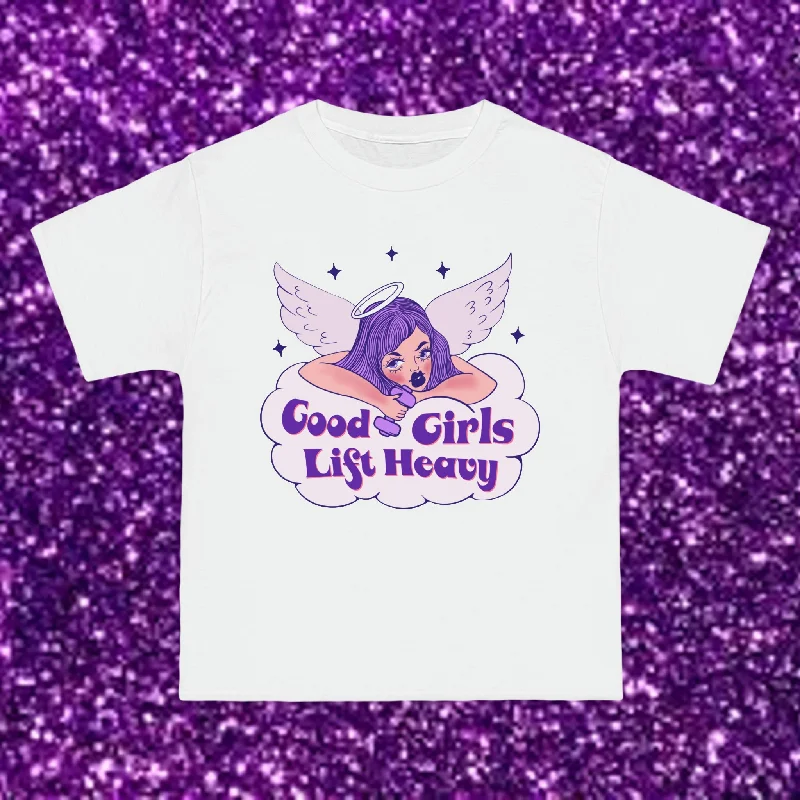 Women's Blouse with High CollarGOOD GIRLS LIFT HEAVY - TEE