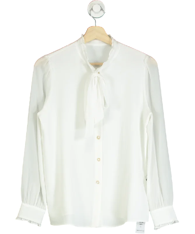 Women's Puffed Sleeve SweatersGoelia white Bow Tie Ruffle Collar Shirt UK 6