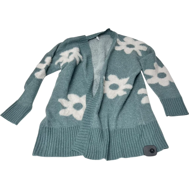 Women's Boat Collar SweatersSweater Cardigan By Dreamers In Blue & White, Size: M