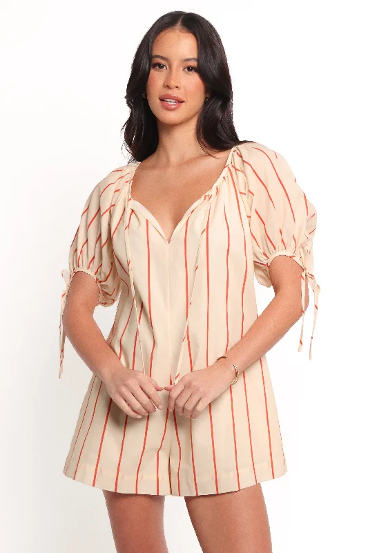 Women's Jumpsuits with ZipperCarina Striped Playsuit - Red Stripe