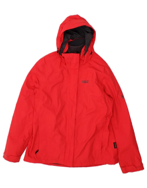 Women's Coats with ZipperJACK WOLFSKIN Womens Hooded Windbreaker Jacket UK 14/16  Large Red