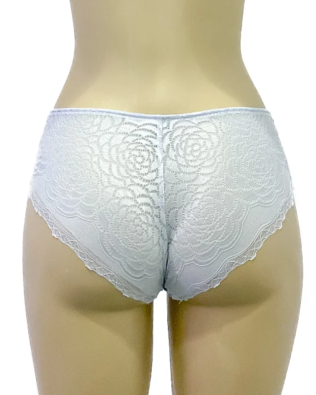 lightweight silk panties with a stretch lace trim for a flirty lookMarla Hipster-Ice Blue