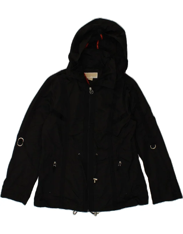 Women's Long CoatsMICHAEL KORS Womens Hooded Windbreaker Jacket UK 14 Medium Black Polyester