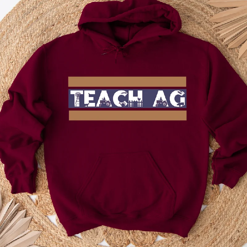 Women's Hooded Sweatshirts with Warm FabricStripe Teach Ag Hoodie (S-3XL) Unisex - Multiple Colors!