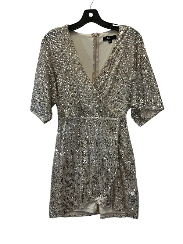 Women's Halter DressesDress Party Short By Lulus In Silver & Tan, Size: S