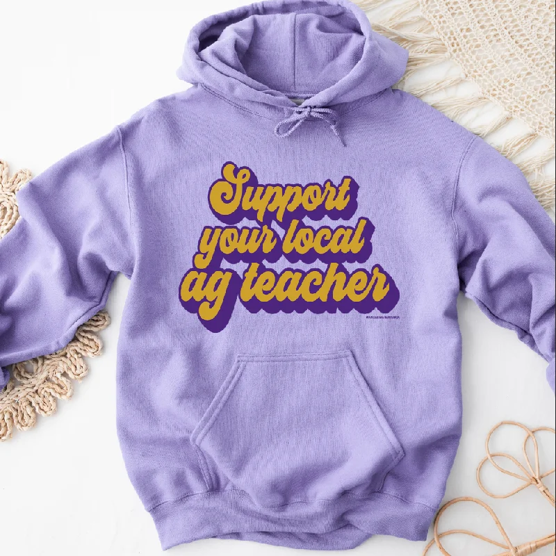 Women's Hooded Sweatshirts with Zipper PocketsRetro Support Your Local Ag Teacher Purple & Gold Hoodie (S-3XL) Unisex - Multiple Colors!