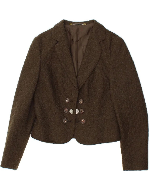 Women's Coats with Fur Trimmed HoodDISTLER Womens Trachten Crop Blazer Jacket EU 40 Medium Brown Wool