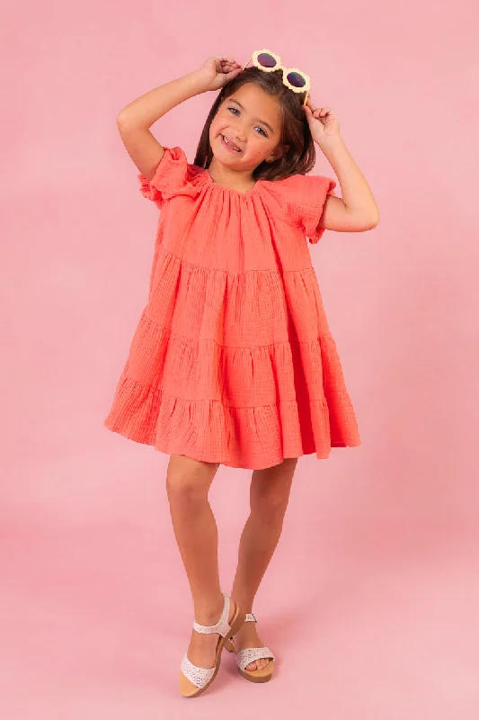 Women's Collarless DressesMini Harvey Dress in Coral - FINAL SALE