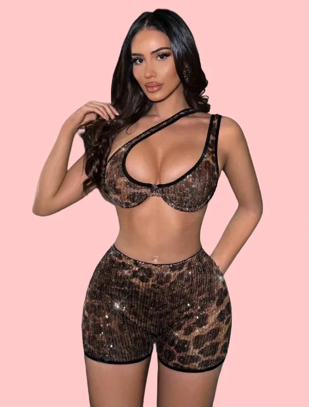 women's pajamas with a relaxed, casual vibeAdriana Cheetah Set