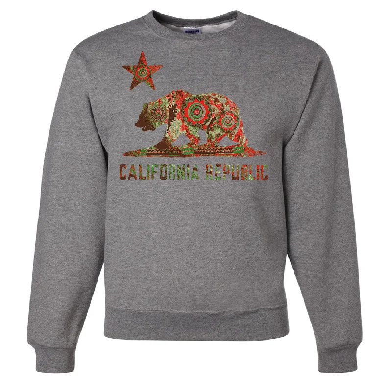 Women's Hooded Sweatshirts with Microfiber LiningCalifornia Chumash Mandala Bear Crewneck Sweatshirt