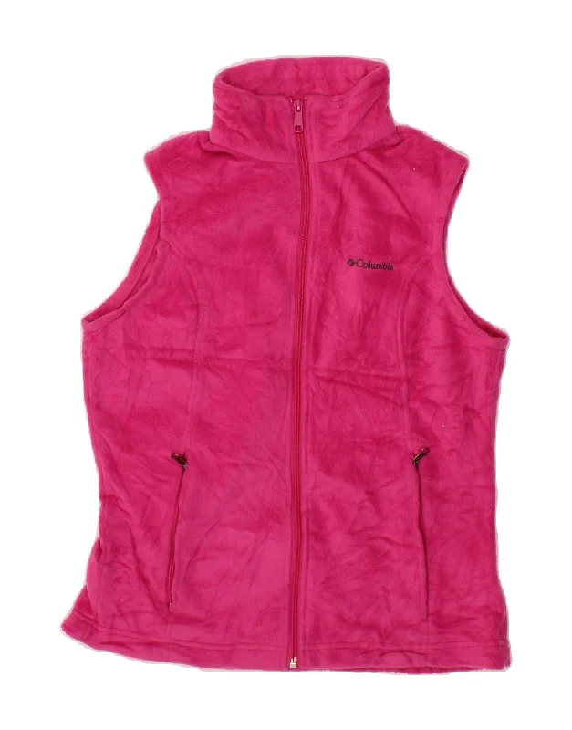 Women's Coats with Fur Trimmed SleevesCOLUMBIA Womens Fleece Gilet UK 10 Small Pink Polyester