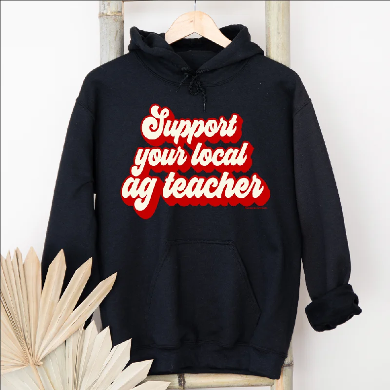 Women's Hooded Sweatshirts with ThumbholesRetro Support Your Local Ag Teacher Red Hoodie (S-3XL) Unisex - Multiple Colors!