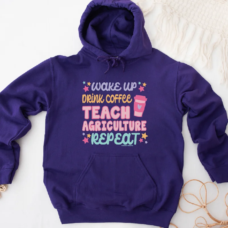 Women's Hooded Sweatshirts with Zipper PocketsWake Up Drink Coffee Teach Agriculture Repeat Hoodie (S-3XL) Unisex - Multiple Colors!