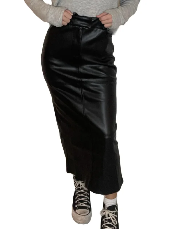 Women's Peter Pan Collar SkirtsKerrigan Maxi Faux Leather Skirt In Black