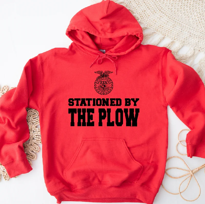 Women's Hooded Sweatshirts with Houndstooth LiningStationed By The Plow Emblem Hoodie (S-3XL) Unisex - Multiple Colors!