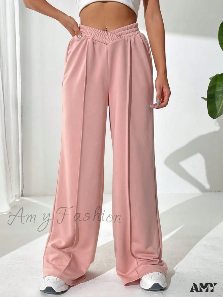 Women's Cargo ShortsAmy Fashion - Solid Wide Leg Sweatpants