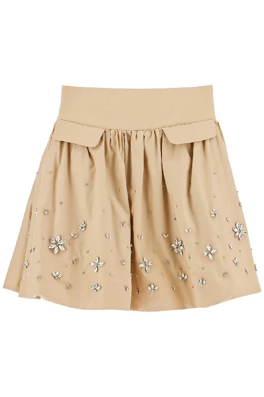 Women's Drawstring SkirtsSelf Portrait Women's 'Poplin Mini Skirt With Crystal