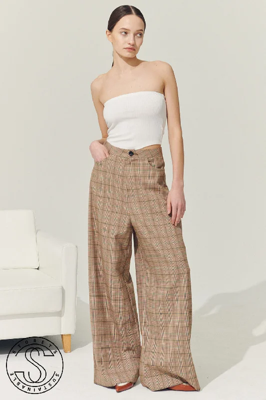 Women's Jodhpurs with Shirt CollarRe:born Mya Wide Leg Pants in Plaid