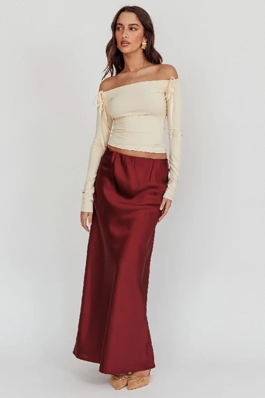 Women's Floral SkirtsCherubim Satin Maxi Skirt Wine