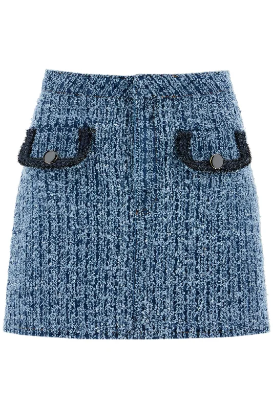 Women's Knit SkirtsSelf Portrait Women's Distressed blue Mini Skirt