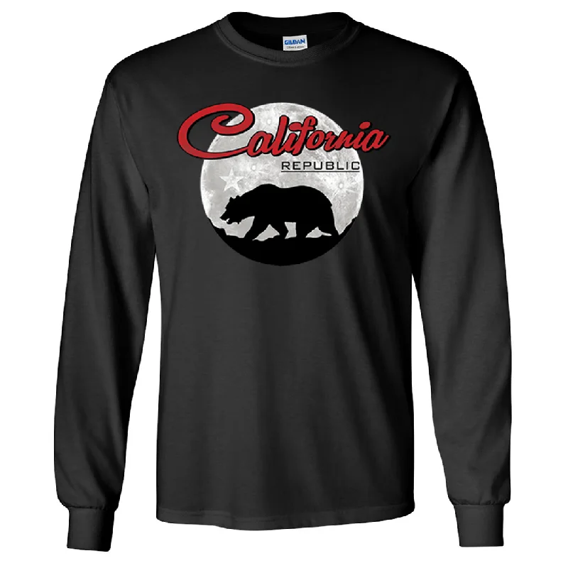 Women's Hooded Sweatshirts with Patch PocketsCalifornia Republic Full Moon Bear Long Sleeve Shirt