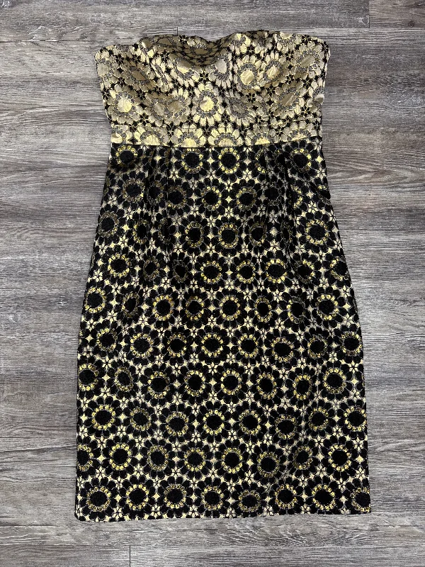 Women's Low Collar DressesDress Party Short By Clothes Mentor In Black & Gold, Size: M