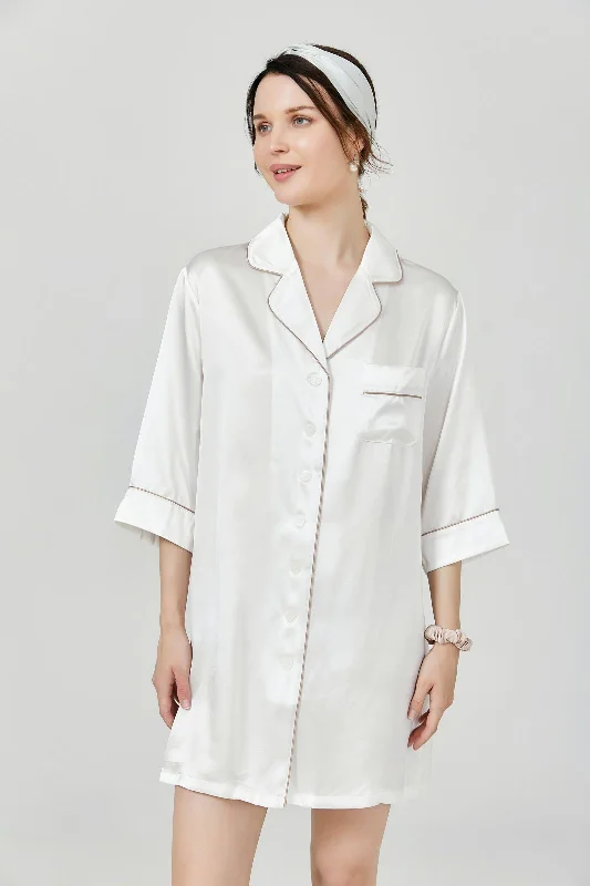 women's pajamas with cozy footies3pcs Sexy Long White Silk Sleep Shirt