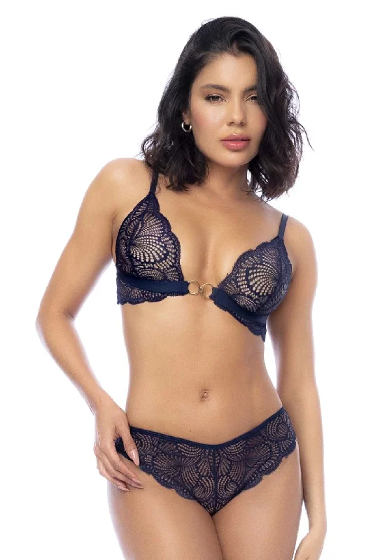 high-compression shapewear briefs with a smooth and toned silhouetteplus-size demi-cup bra with lace overlayMapale 8877 Two Piece Set Color Midnight Blue