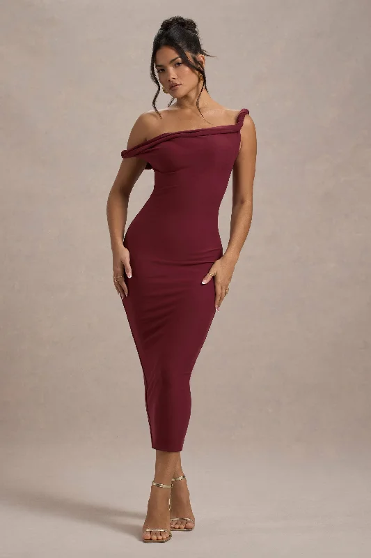 Women's Sheath DressesSalome | Berry Twisted Asymmetric Midi Dress