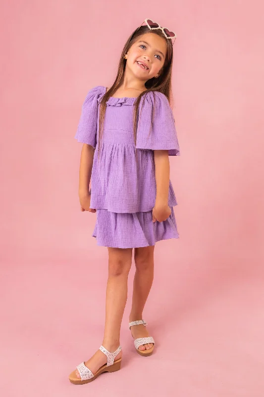 Women's Sweetheart Collar DressesMini Iris Dress in Lavender - FINAL SALE