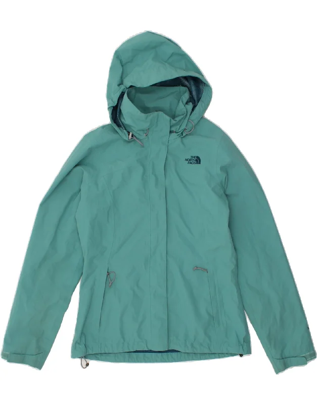 Women's Coats with CollarTHE NORTH FACE Womens Hooded Rain Jacket UK 10 Small Turquoise