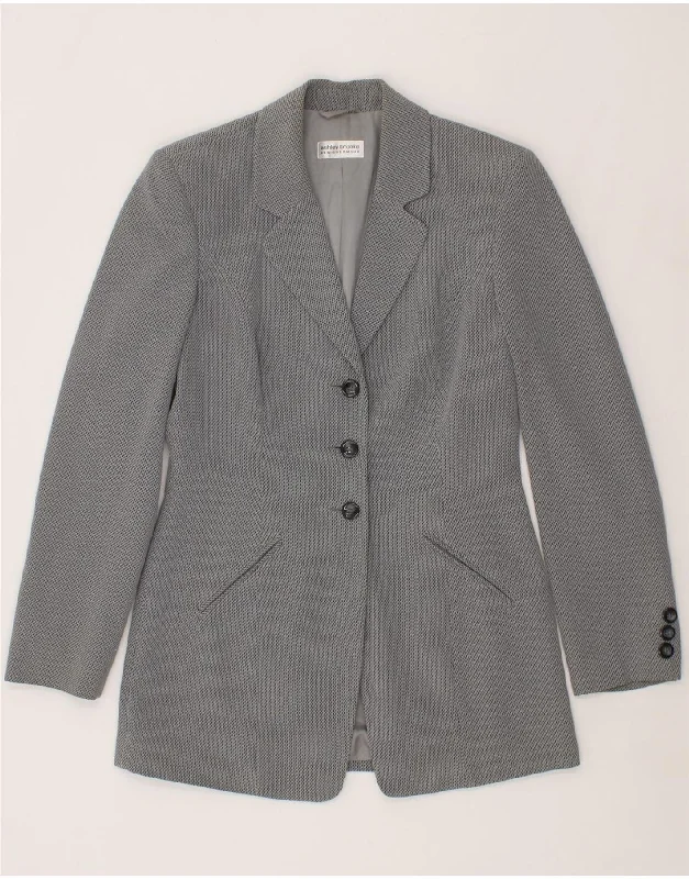 Women's Parka CoatsASHLEY BROOKE Womens 3 Button Blazer Jacket UK 10 Small Grey Viscose