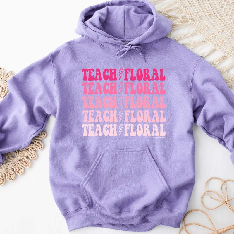 Women's Hooded Sweatshirts with High WaistTeach Floral Lightning Bolt Pink Hoodie (S-3XL) Unisex - Multiple Colors!