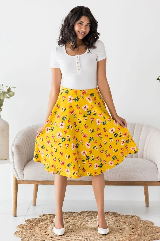 Women's High-Waisted SkirtsBouquet of Flowers Modest Circle Skirt