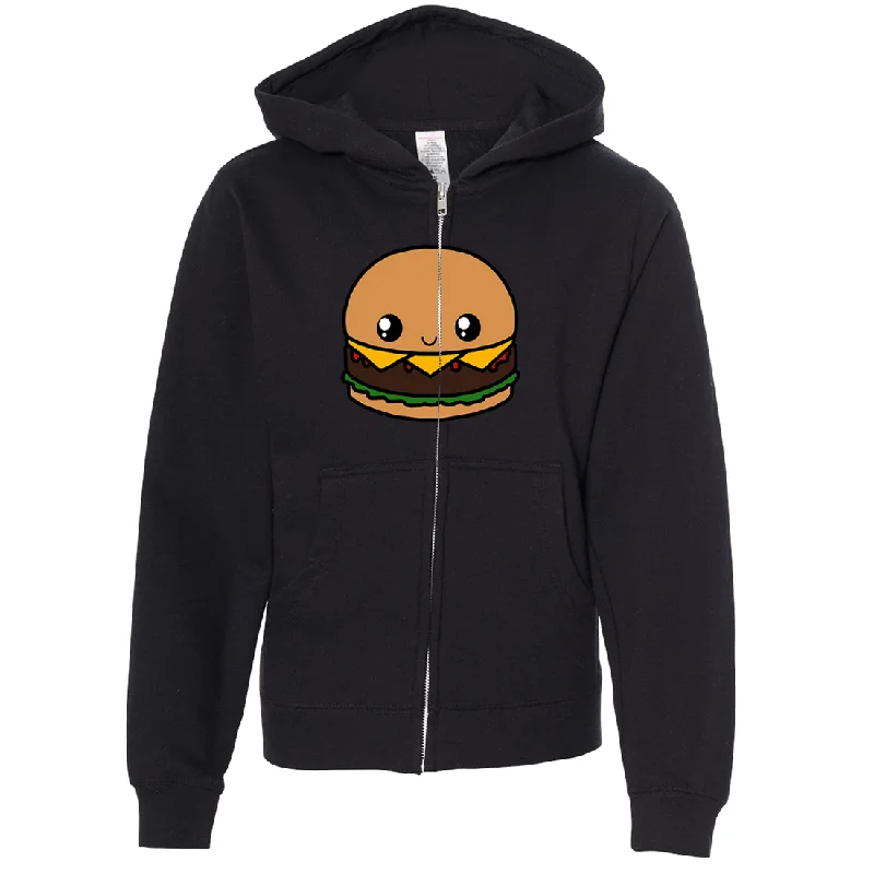 Women's Hooded Sweatshirts with Cotton LiningKawaii Burger Premium Youth Zip-Up Hoodie