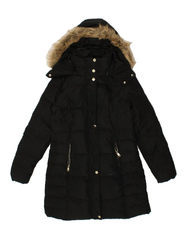 Women's Leather CoatsGUESS Womens Hooded Padded Coat UK 10 Small Black Polyester