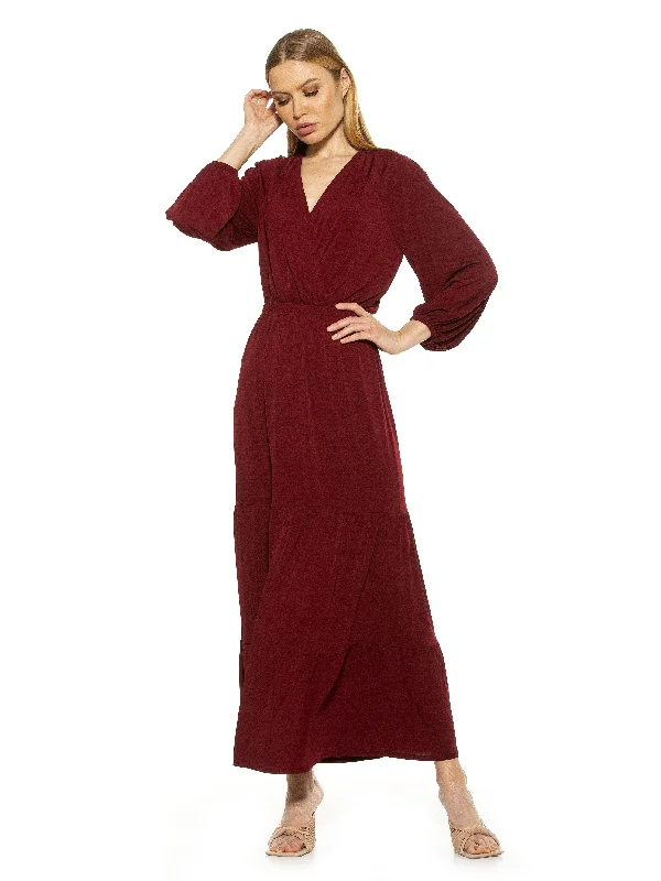 Women's Notched Collar DressesRaglan Maxi Dress