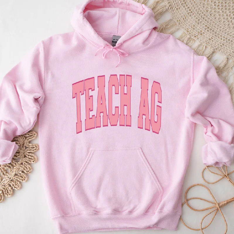 Women's Hooded Sweatshirts with Chenille LiningBig Varsity Teach Ag Pink Hoodie (S-3XL) Unisex - Multiple Colors!