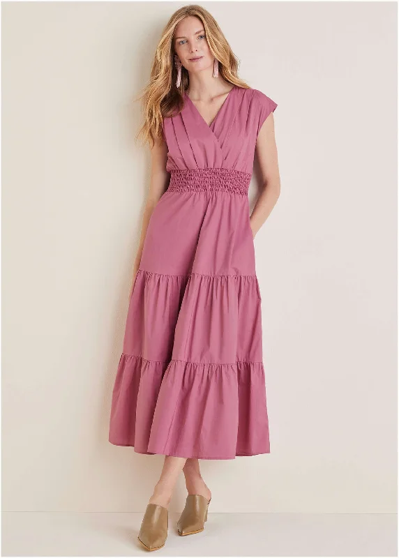 Women's Gathered DressesSmocked Waist Maxi Dress - Heather Rose