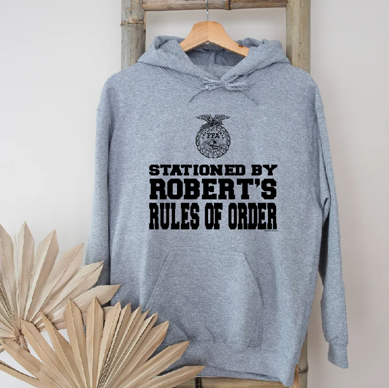 Women's Hooded Sweatshirts with ZipperStationed By Robert's Rules Of Order Emblem Hoodie (S-3XL) Unisex - Multiple Colors!