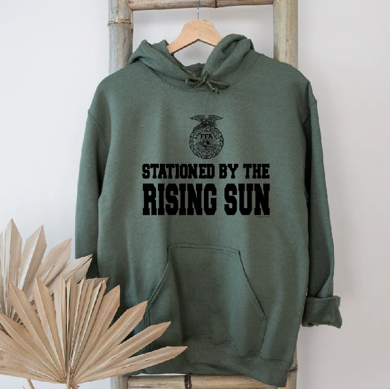 Women's Hooded Sweatshirts with Paisley LiningStationed By The Rising Sun Emblem Hoodie (S-3XL) Unisex - Multiple Colors!